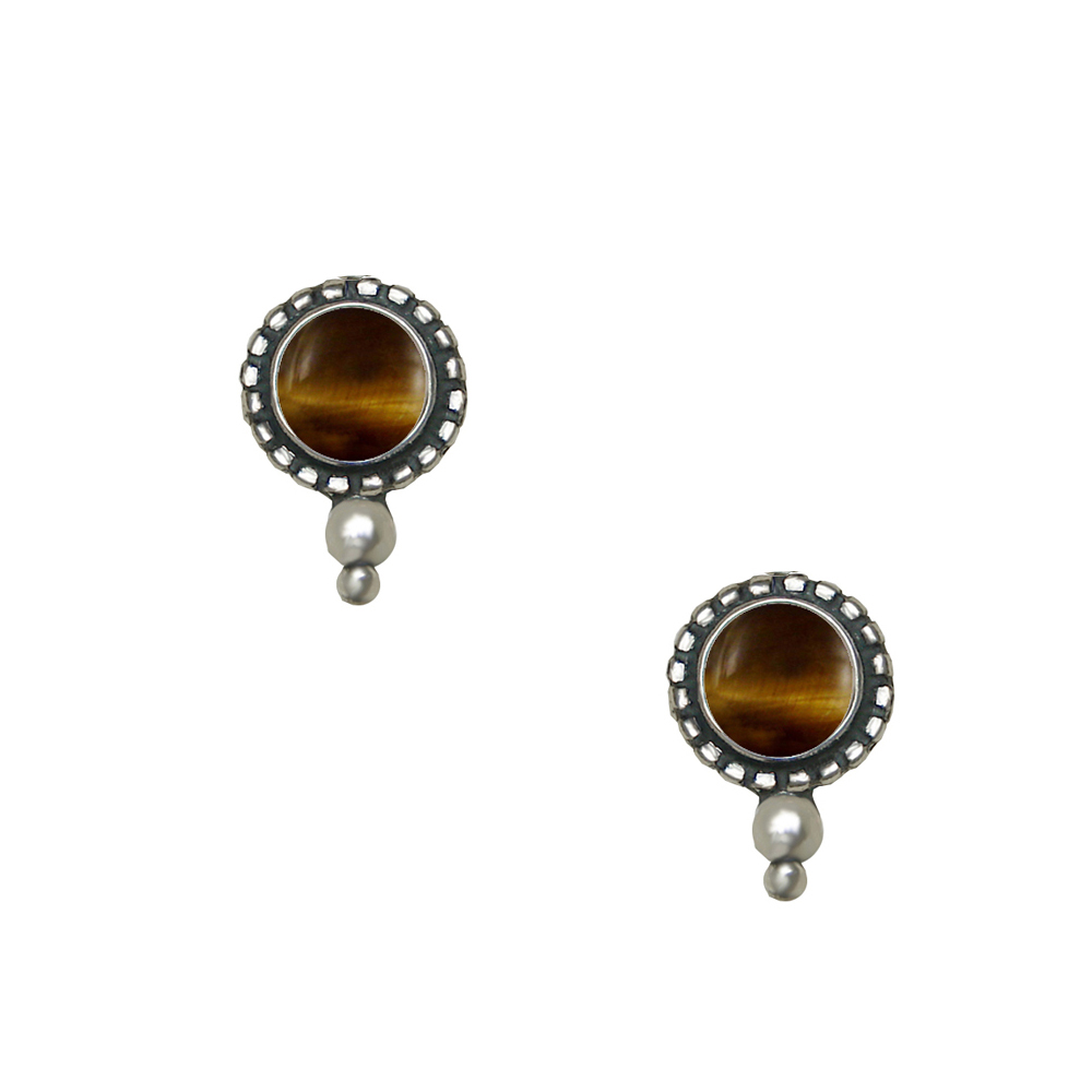 Sterling Silver Tiger Eye Post Stud Earrings